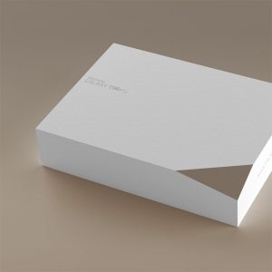 Clean modern tablet packaging on copper background