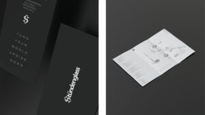 Business card with brand messaging and product manual